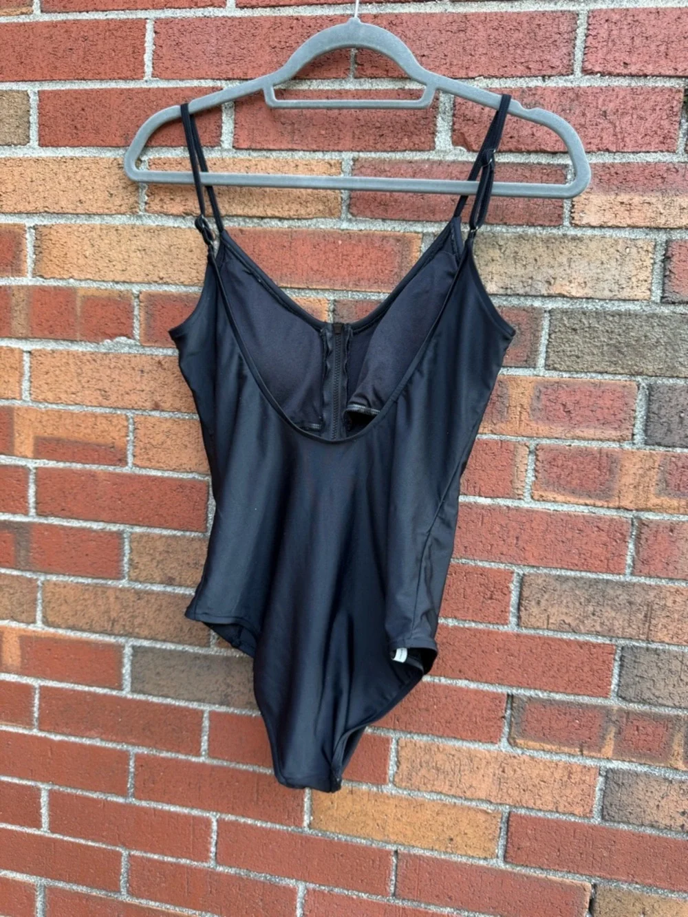 Body Glove Black Zip Front One Piece Swimsuit Medium Minimalist Bathing Suit